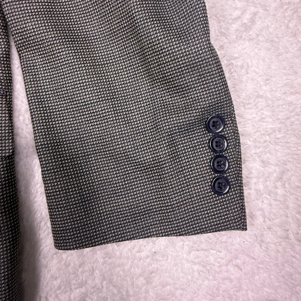 Andrew Fezza Blazer‎ Mens 43R Gray Houndstooth Wool/Silk/Poly/Rayon
